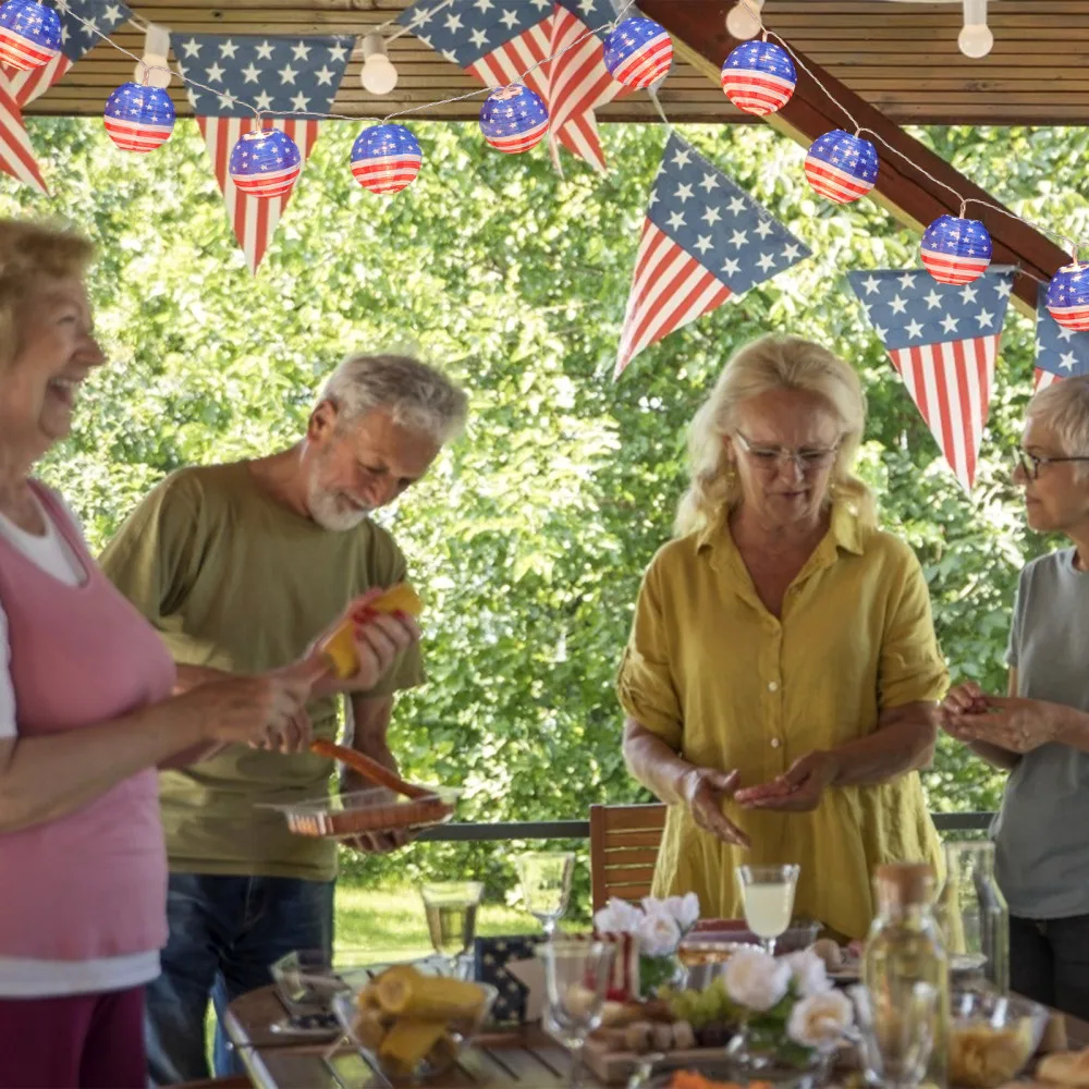 

1 Set American Flag Shape Lamps Independence Day String Lights with Battery (Assorted Color)