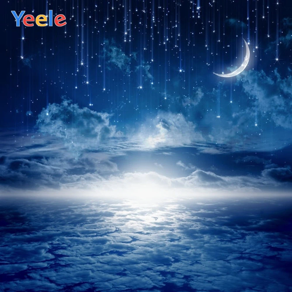 

Dreamy Starry Sky Moon Cloud Backdrop Newborn Baby Shower Portrait Photography Background Photo Studio Photocall Photophone