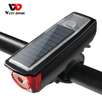 west biking solar power bicycle light usb rechargeable led cycling headlight waterproof 120db 2000mah mtb bike horn warning lamp