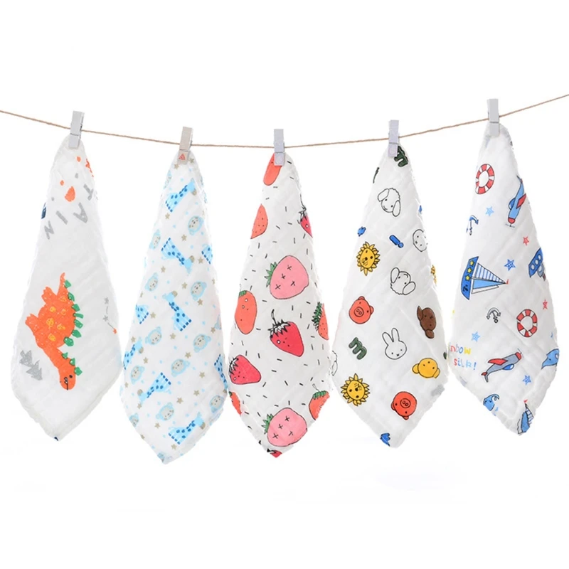 

6 Pcs/Set Baby Infant Feeding Bibs Absorbent Soft Muslin Gauze Burp Saliva Towel A2UB