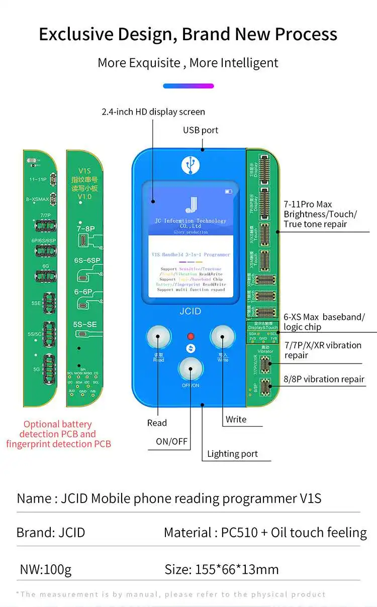 Программатор для ремонта телефона JC V1S iPhone 7 P 8 X XR XS MAX 11 Pro сканер отпечатка