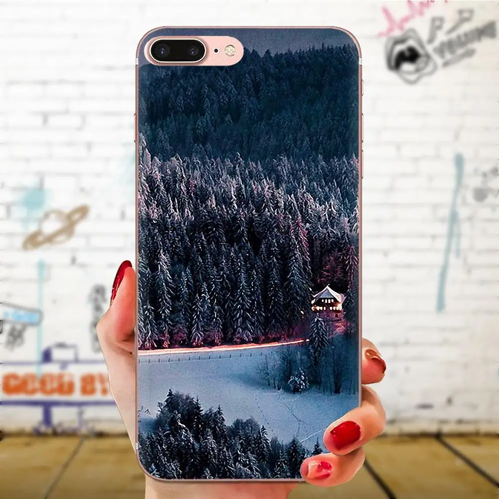 Зимний Снежный лес мягкий модный чехол для Apple iPhone 11 Pro X XS Max XR 4 4s 5 5C 5S SE 6 6S 7 8 Plus |