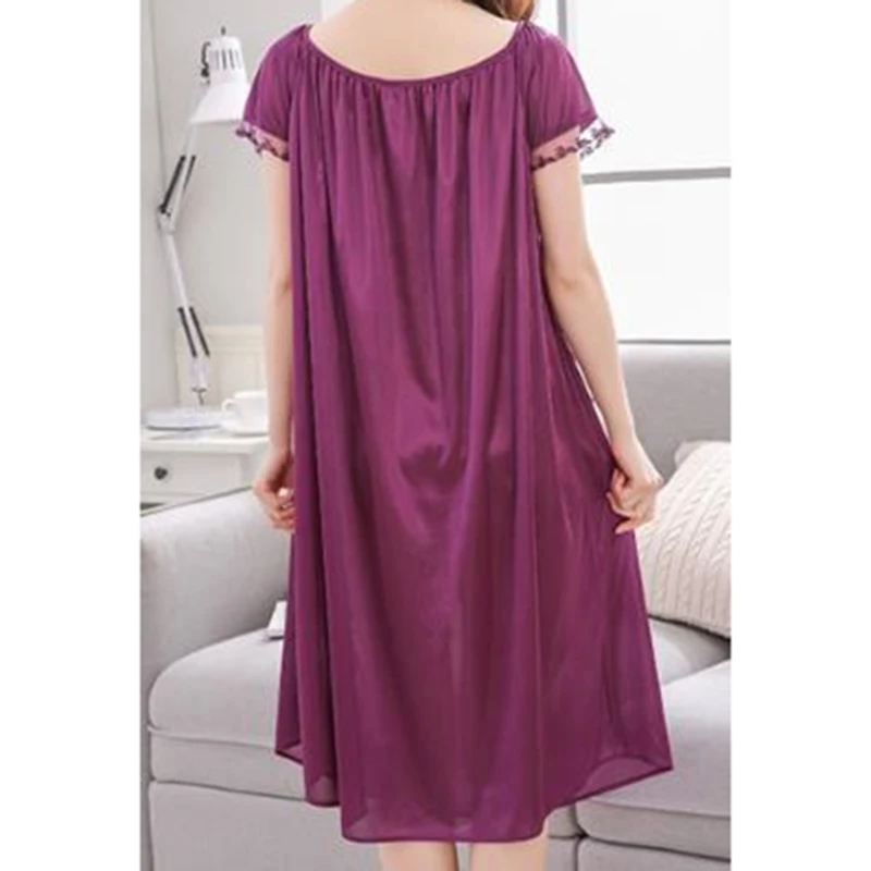 

Casual Home Wear For Women 2020 O-Neck Summer Nightgowns Short Sleeve Loose Sleepwear Knee-Length Nightdress