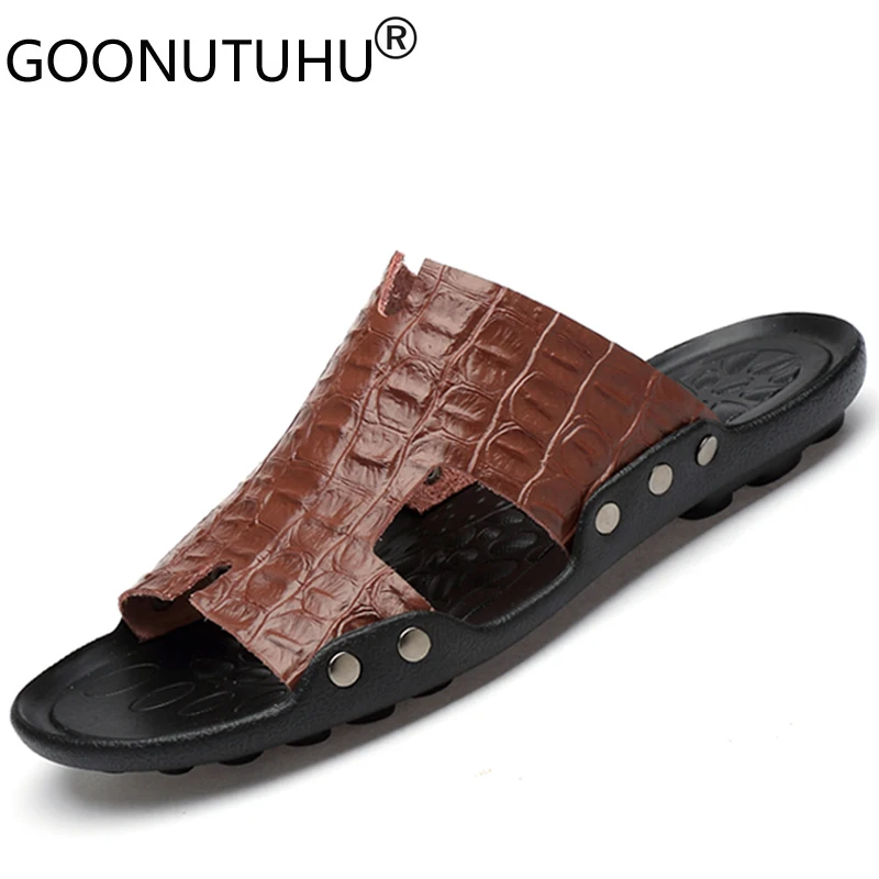 2021 новые мужские летние туфли тапочки Повседневная кожаная обувь снаружи сумки
