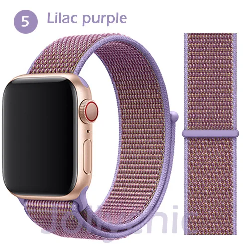 Ремешок для Apple Watch Series 4 3/2/1 полосы 38 мм 42 мм нейлон мягкая дышащая сменная Спортивная петля для iwatch 4 3 2 1 40 мм 44 мм - Цвет ремешка: Lilac purple