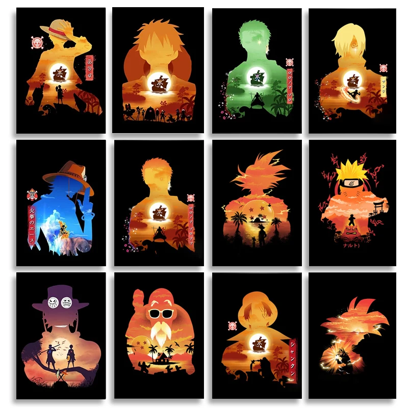 

Japanese anime canvas painting anime characters HD printable wall art posters and prints for children's room decoration pictures