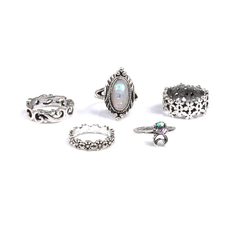 10 шт.! Винтажные Серебряные Кольца Набор для женщин Boho модные драгоценные камни Луна миди кольцо, палец кольца женские ювелирные изделия свадебные подарки
