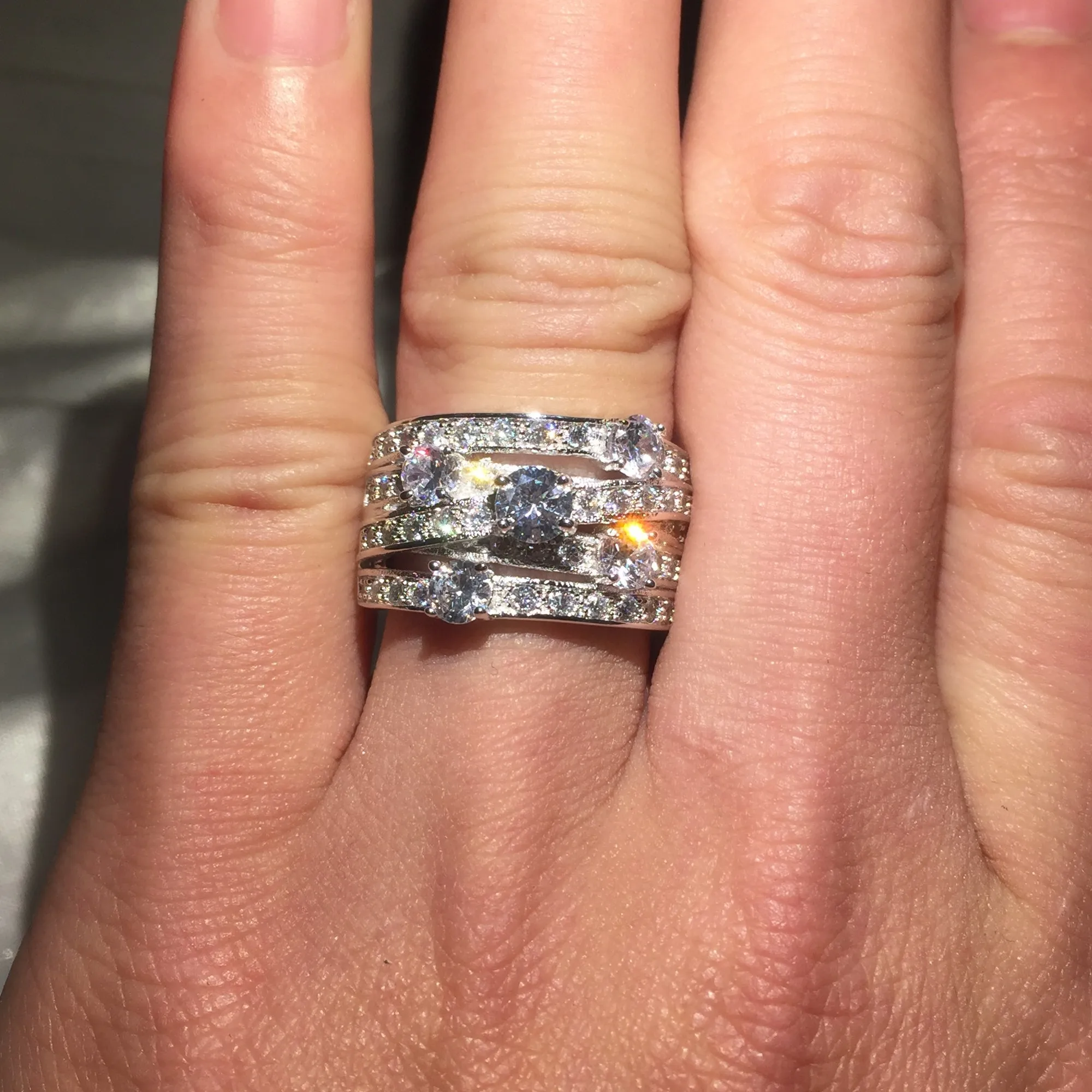 Женское и мужское кольцо из серебра 925 пробы с искусственным бриллиантом|diamond