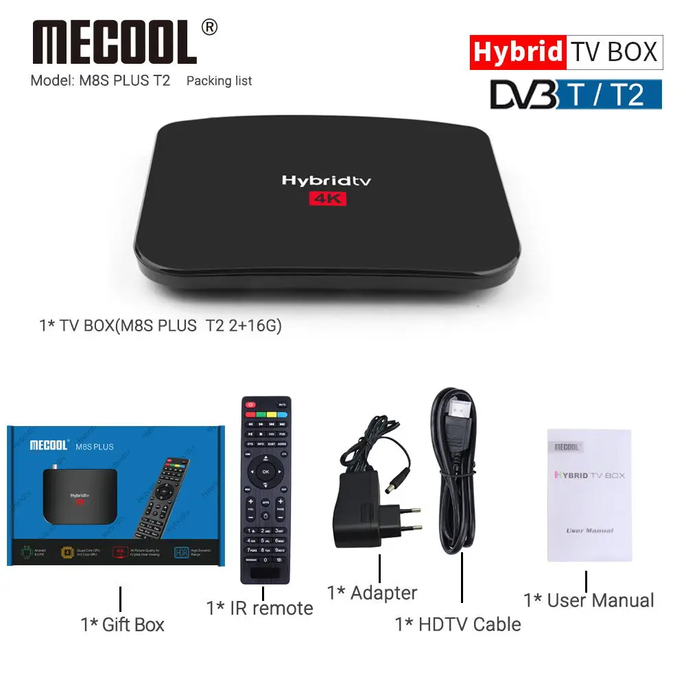MECOOL 2020 Новый M8S Plus DVB T/T2 Android 9 0 ТВ бокс Amlogic S905X2 4K H.265 2 4G WiFi