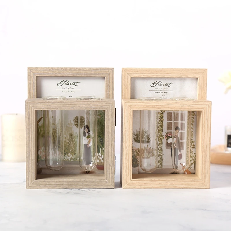 Wood Picture Frame Photo Albums and Plant 2 Vase Combo Glass Planter Terrarium | Дом и сад