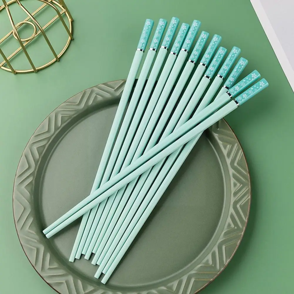 

Household Pointed Chopsticks Non-slip Chopsticks Moisture-proof Gold-top Chopsticks Alloy Color Chopsticks T3J5
