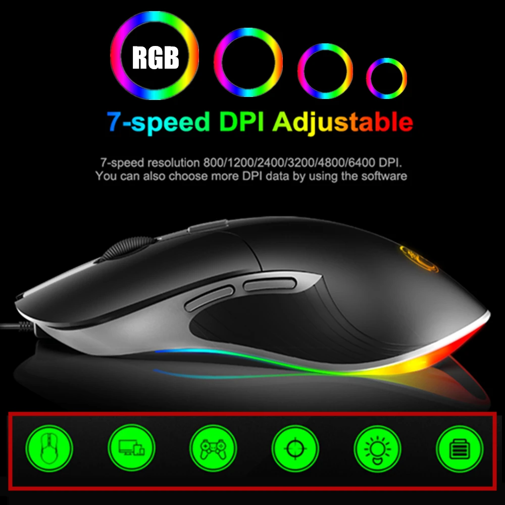 

RGB 6400DPI профессиональная игровая мышь, компьютерная мышь, геймерская мышь, игровая оптическая USB игровая мышь, компьютерная игровая мышь для ...