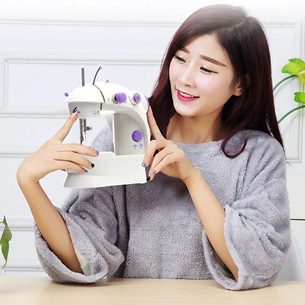 Mini Electric Handheld Sewing Machine Dual Speed Adjustment with Light Foot AC100-240V Double Threads Pendal Apr3 | Дом и сад