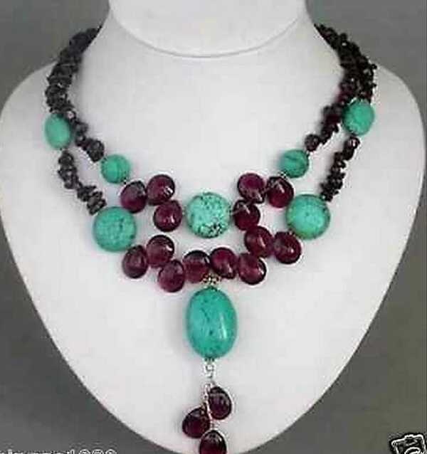 Красивое Ожерелье из аметиста и бирюзы 916 + | Украшения аксессуары