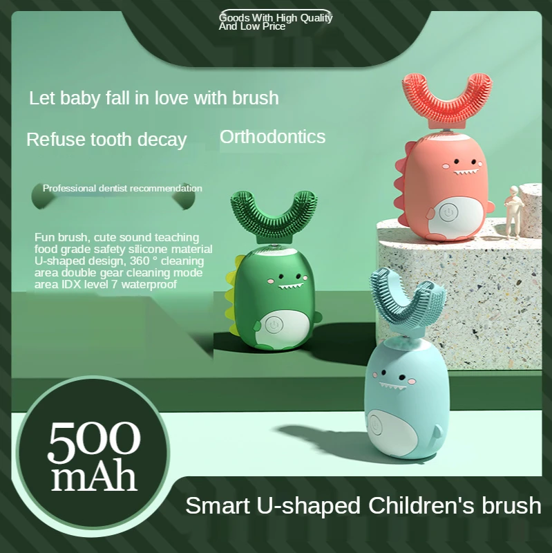 Smart U-Shaped Children 's Electric Toothbrush Waterproof and Portable Cartoon Pattern Tooth Brush