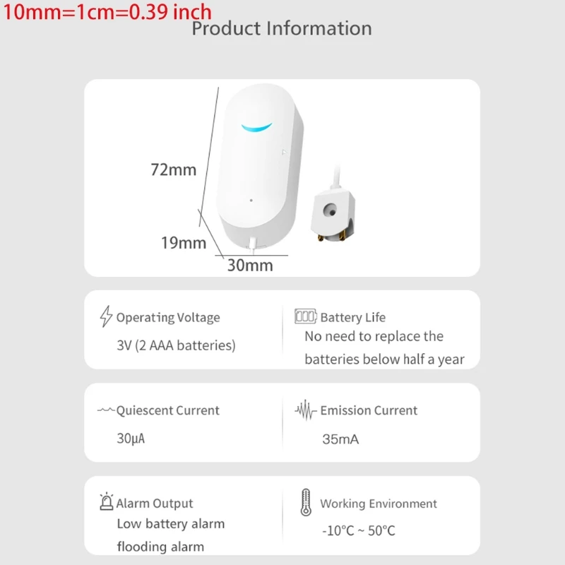 

R58B Easy Installation Water Leakage Sensor Tuya WIFI Smart Water Leakage with Remote Alarm Function