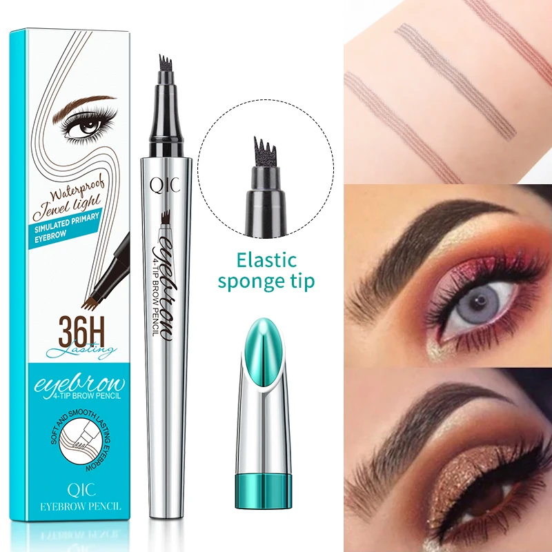 

3 Colors 4 Fork Eyebrow Pencil Waterproof Microblading Pen Fine Sketch Enhancer Cosmetics Women Female Makeup TSLM2