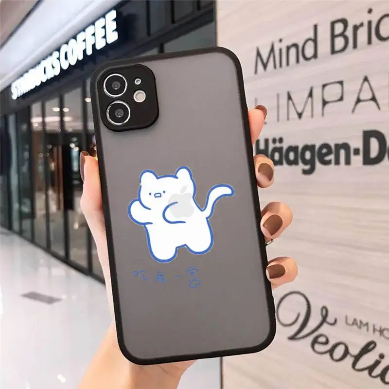

Cute bunny bear stick figure Phone Case Matte Transparent for iPhone 7 8 11 12 s mini pro X XS XR MAX Plus mobile bags