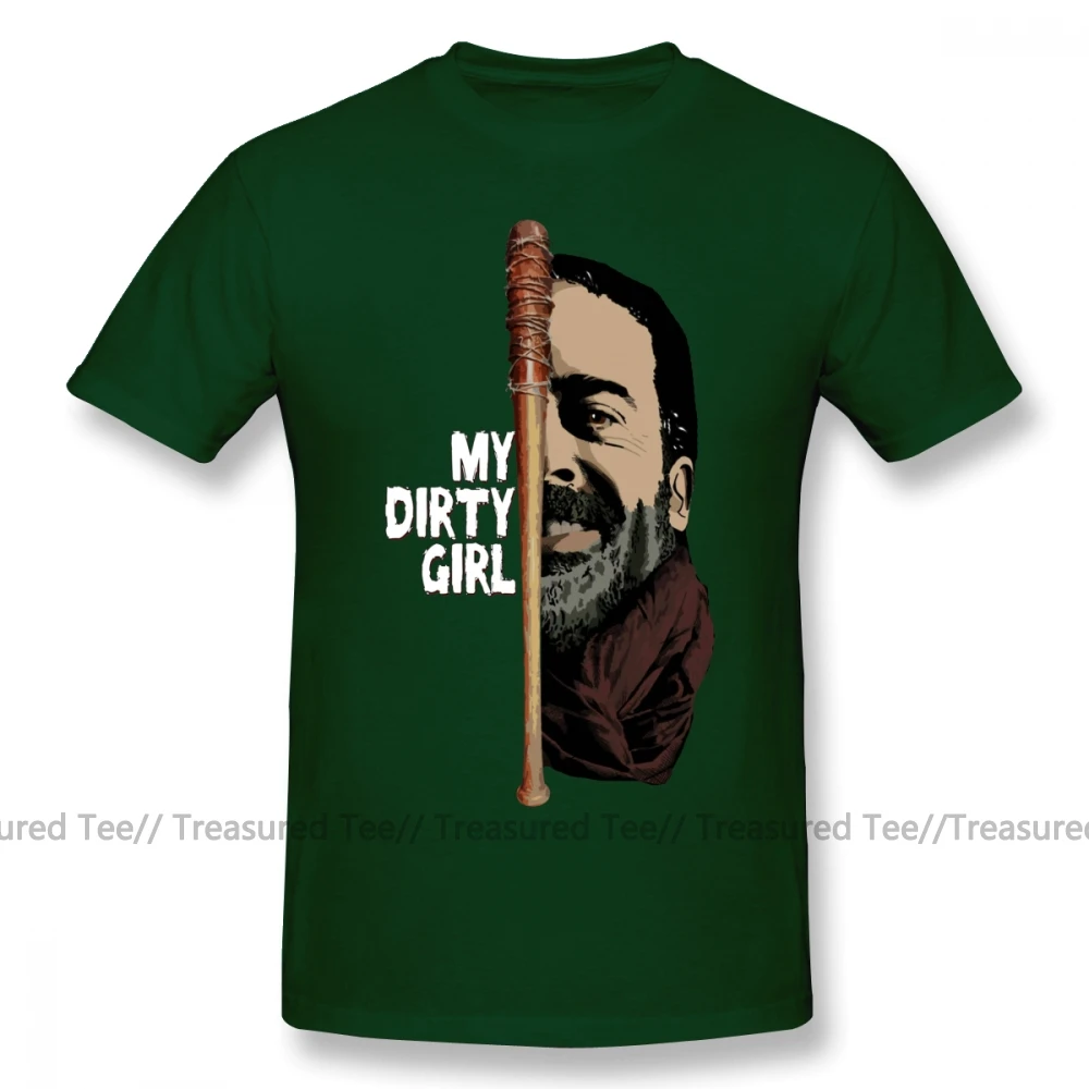 Футболка Negan Look At My Dirty Girl, футболка, модная футболка с принтом, забавная, 4xl, короткий рукав, 100 хлопок, Мужская футболка - Цвет: Dark Green