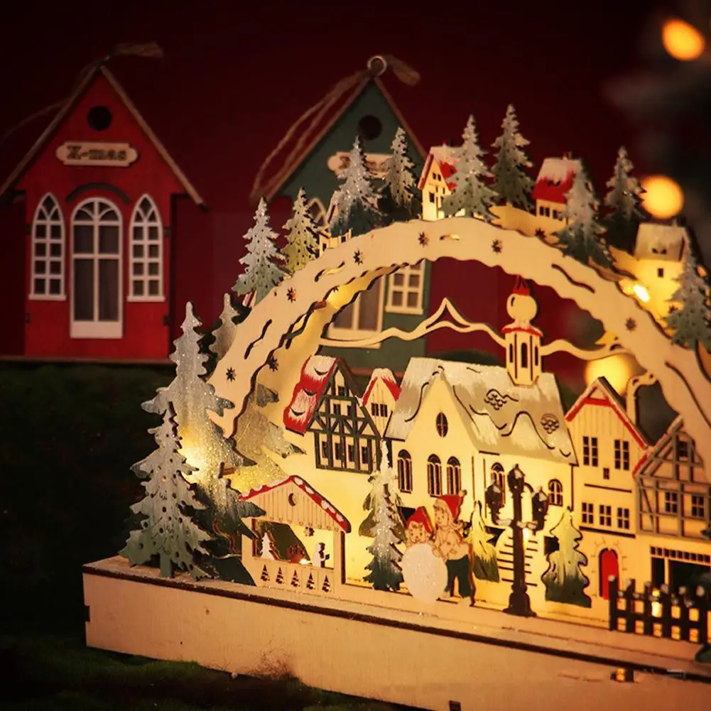 

2022 Luminous Led Christmas Village Table Decor Home Xmas Gifts Shopping Mall New Window Office Home Year Decorati K3y8