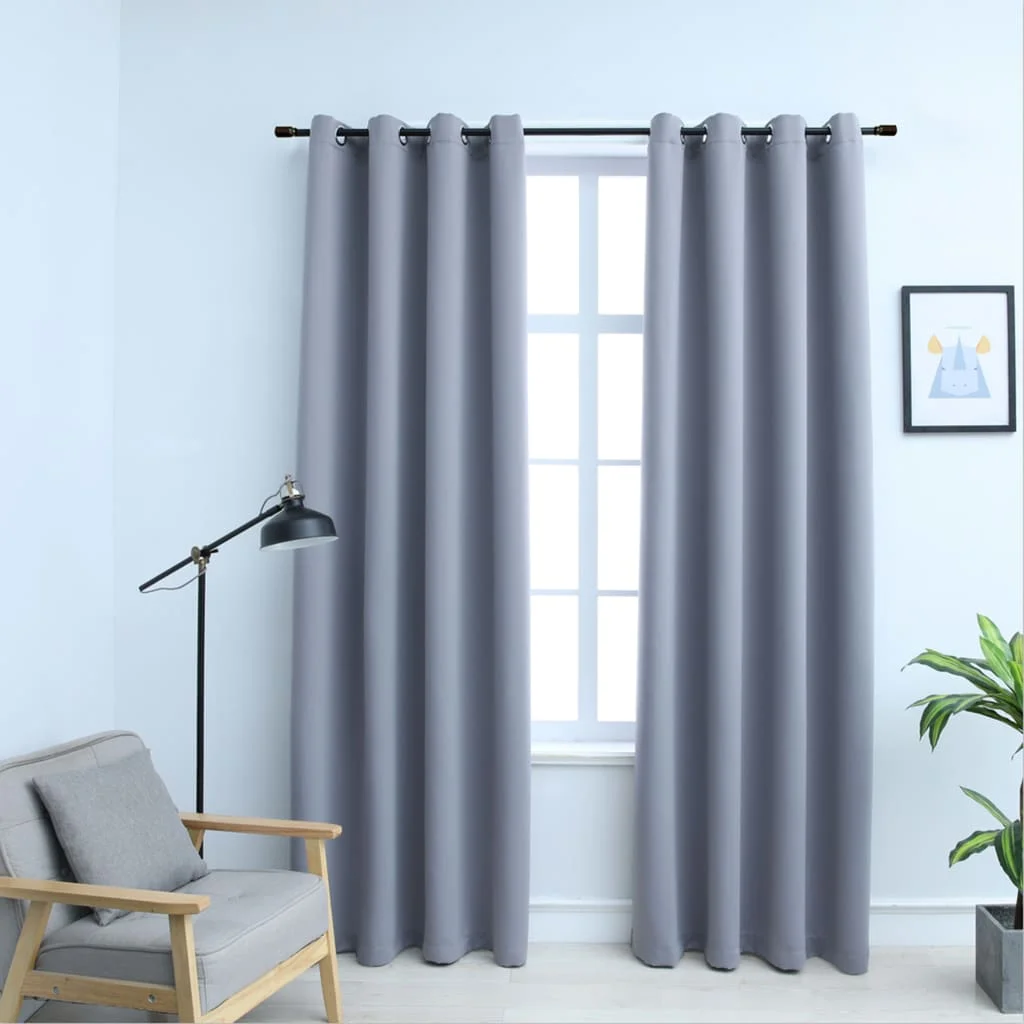 

Blackout Curtains with Rings 2 pcs Gray 54"x63" Fabric Free Shipping in the United States