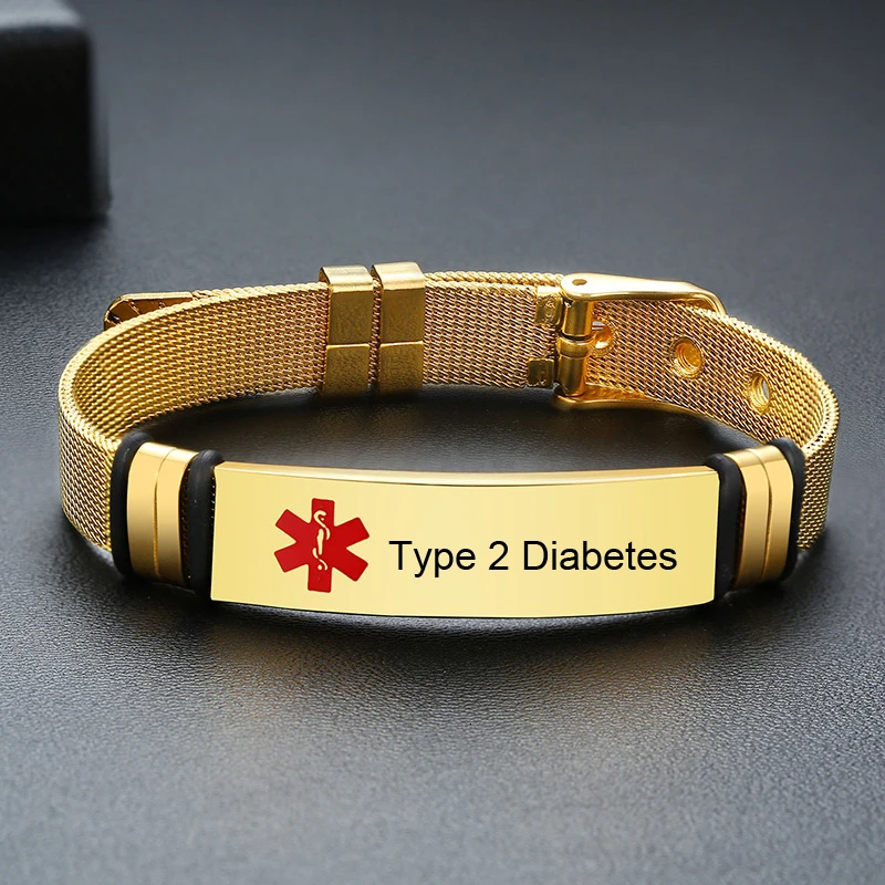 Бесплатный гравировальный Медицинский ID сетчатый браслет для мужчин и женщин