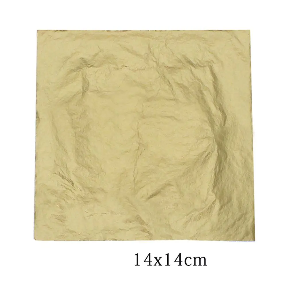 gold 100 шт 14x14 см многофункциональная художественная позолоченная крафт-бумага медные листья золотой лист алюминиевые листы фольга бумага - Цвет: gold
