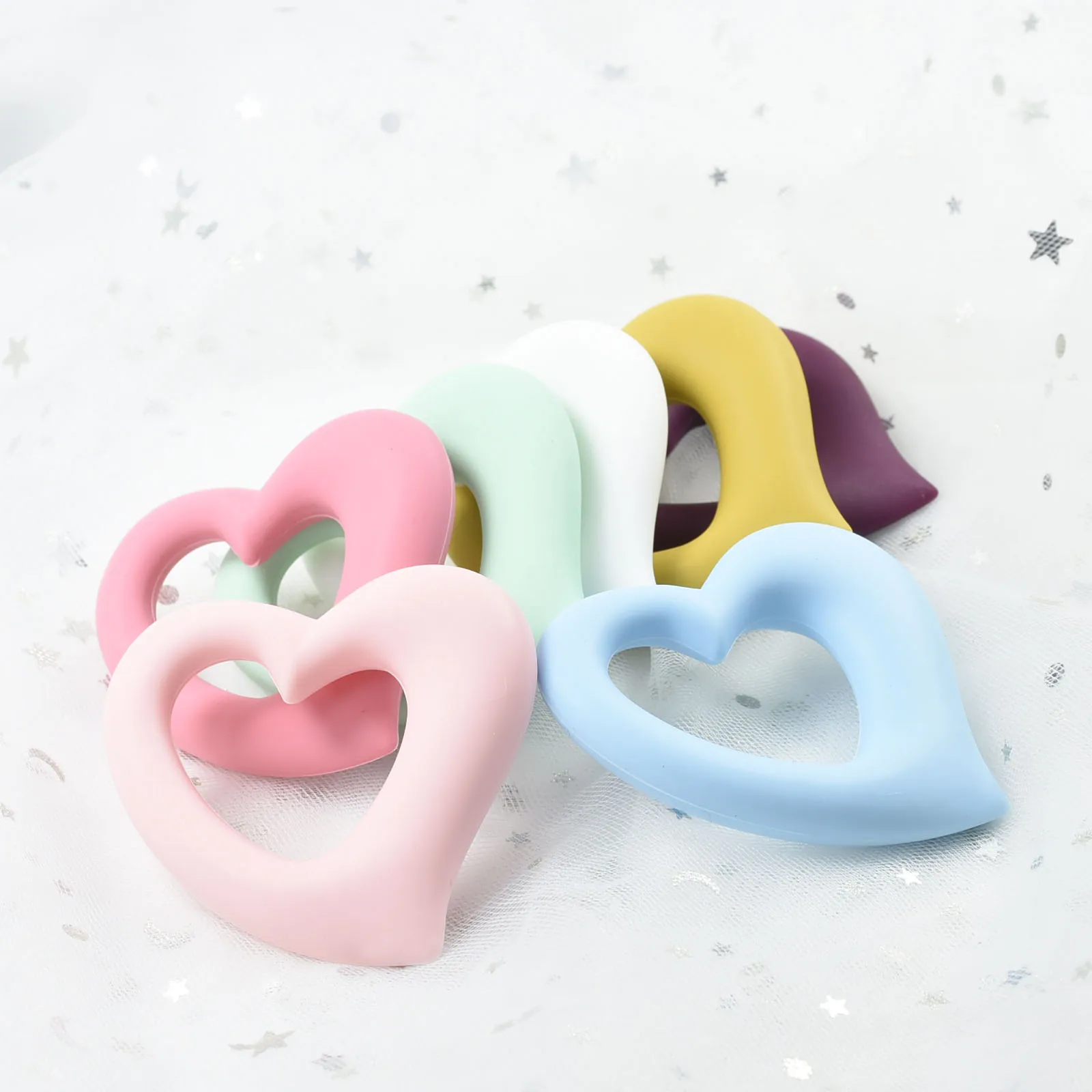 

5 PCS Silicone Teethers Cute Heart Baby Teether Chewable Teething Toy Tooth Nursing Newborn Shower Gift Baby Sensory Toys