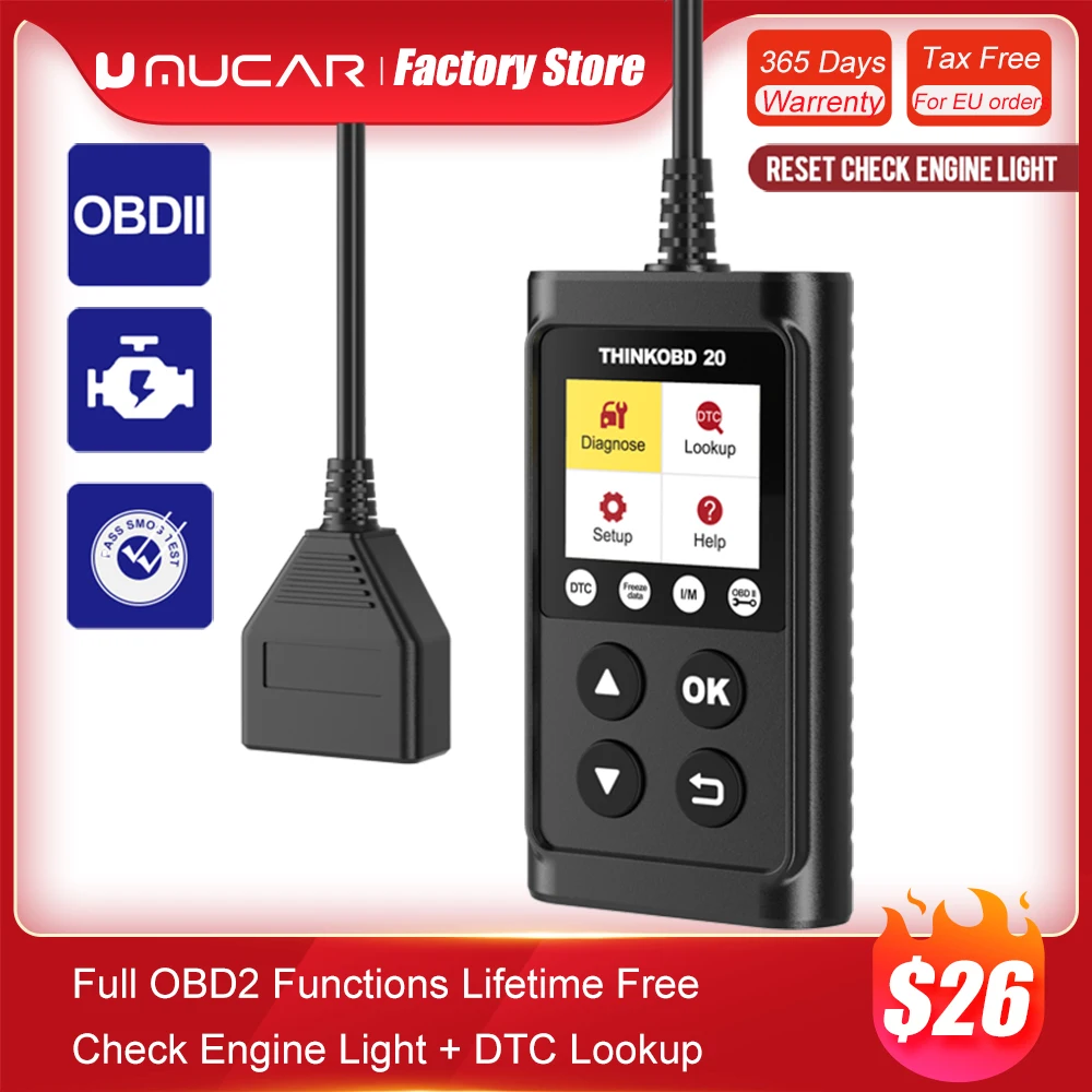 

THINKCAR THINKOBD 20 Automotive Scanner Full Engine Check Code Reader OBD2 Car Auto Diagnostic Tool Scanner DTC Lookup PK ELM327