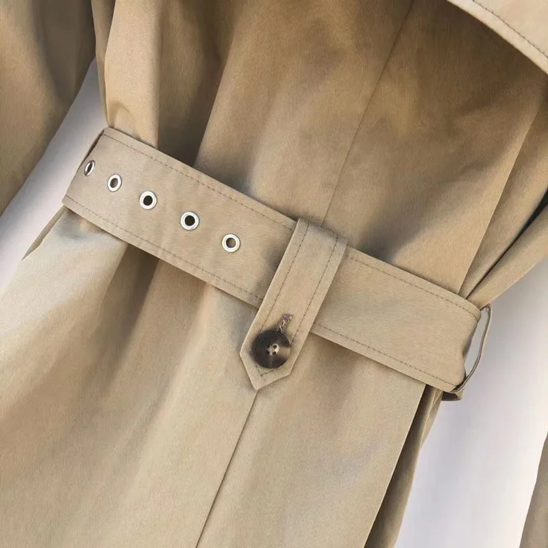 

Women Double Breasted Classic Trench Coat Ladies Long Sleeve Casual Ladies Windbreaker Turn-Down Collar Outwear Top with Sashes
