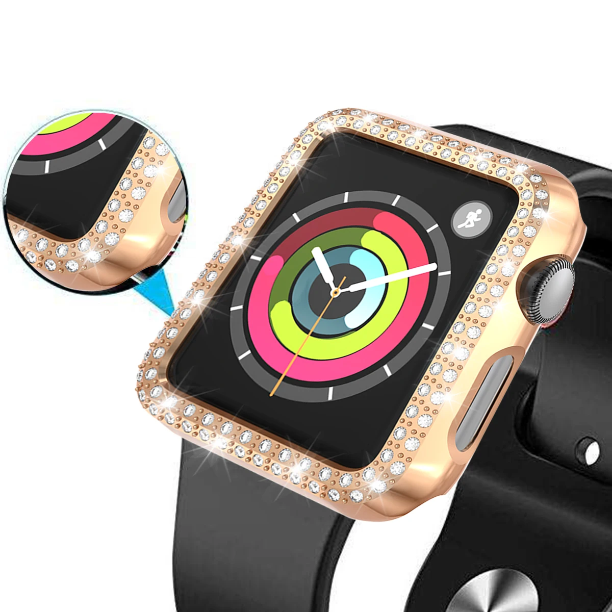 Чехол для часов с двумя алмазами для apple watch 5, 4, 3, 2, чехол 38 мм, 42 мм, 40 мм, 44 мм, защитный чехол для экрана для iWatch Series 5, 4