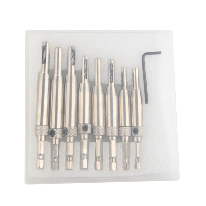 

9 Pcs Door Window Hinge Positioning Punching Drill Bit Set Hole Puncher Hinge Tapper for Centering Woodworking Power Hand Tools