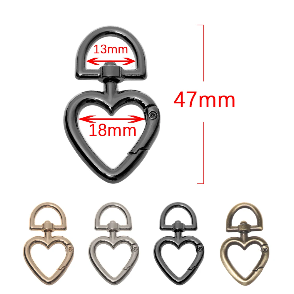 1 PC Zinc Alloy Plated Gate Spring Rings Heart Shape Buckles Purses Handbags Carabiner Clips Easy Push Trigger Snap Hooks | Спорт и