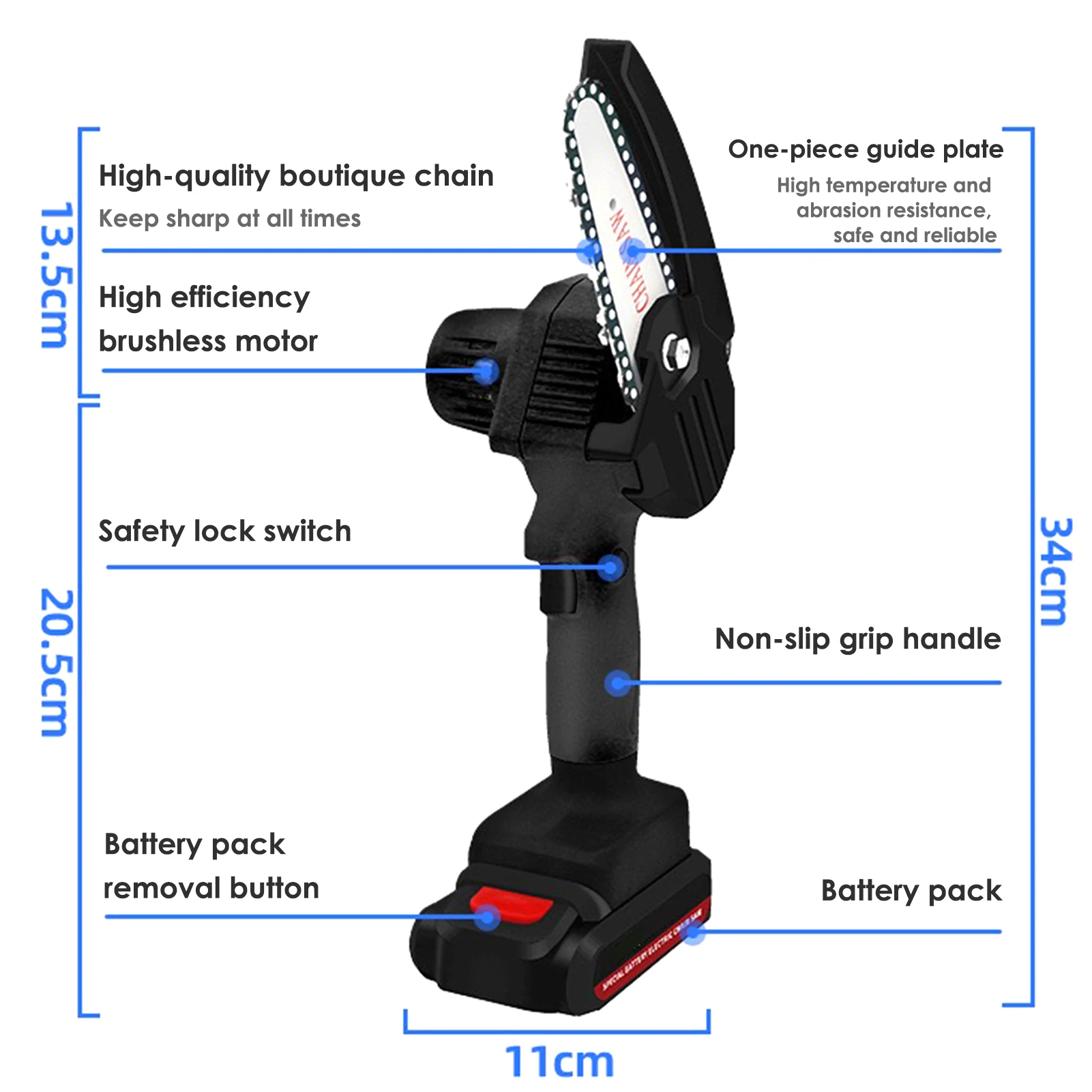 

Mini Electric Chainsaw Cordless Handheld Pruning Saw Portable 21V Battery Woodworking Machine Home Garden Logging Power Tool