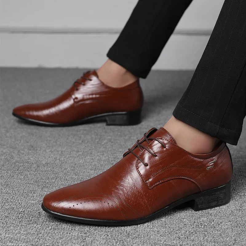 Мужская деловая обувь Mazefeng кожаная повседневная роскошная офисная высокого