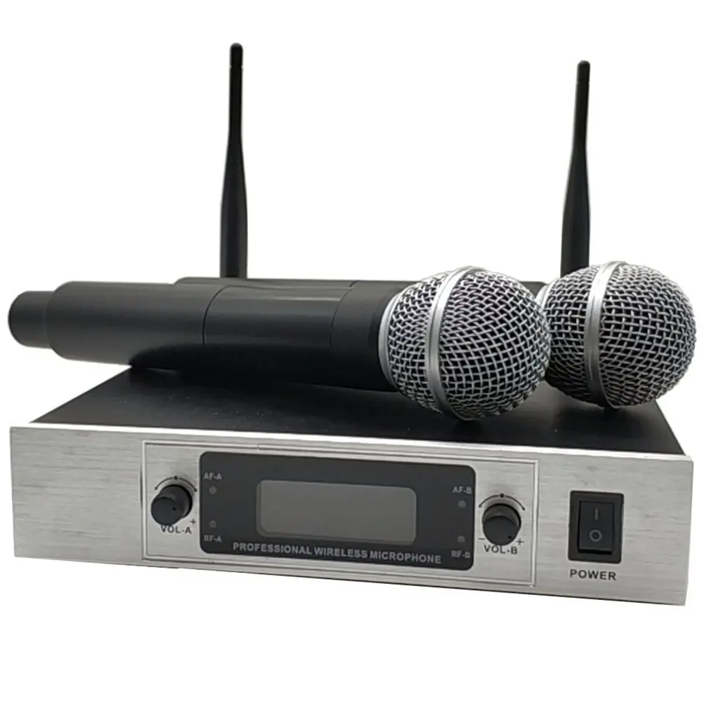 

Stage Performance Show Party Hip Hop Home KTV UHF Professional Dual Wireless Microphne Metal Handheld Microphne