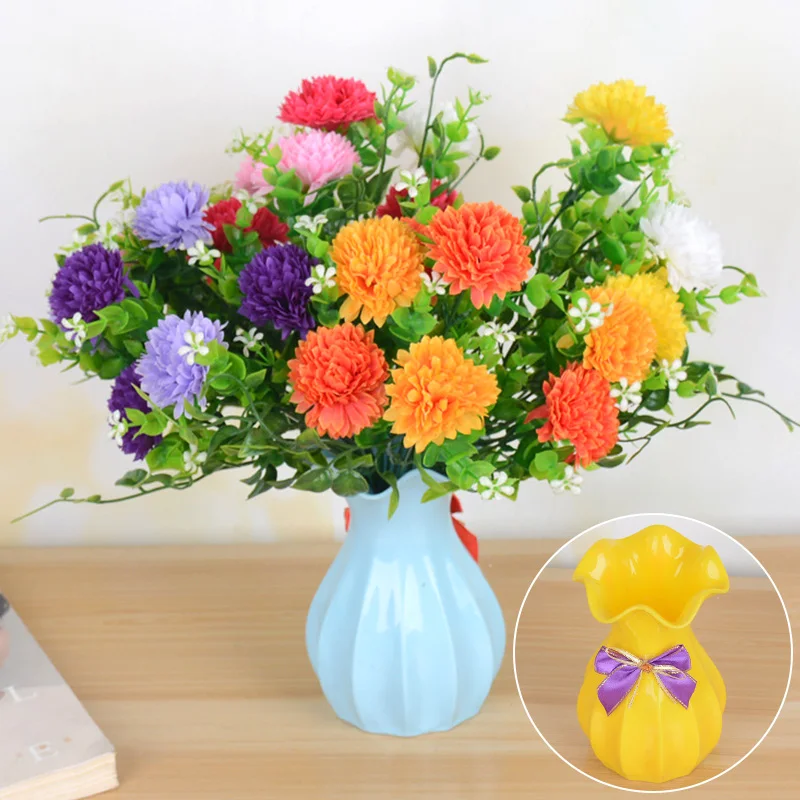 

1pcs high-end imitation ceramic plastic vase home decoration ornaments artificial flower desktop mini vase S6A6151