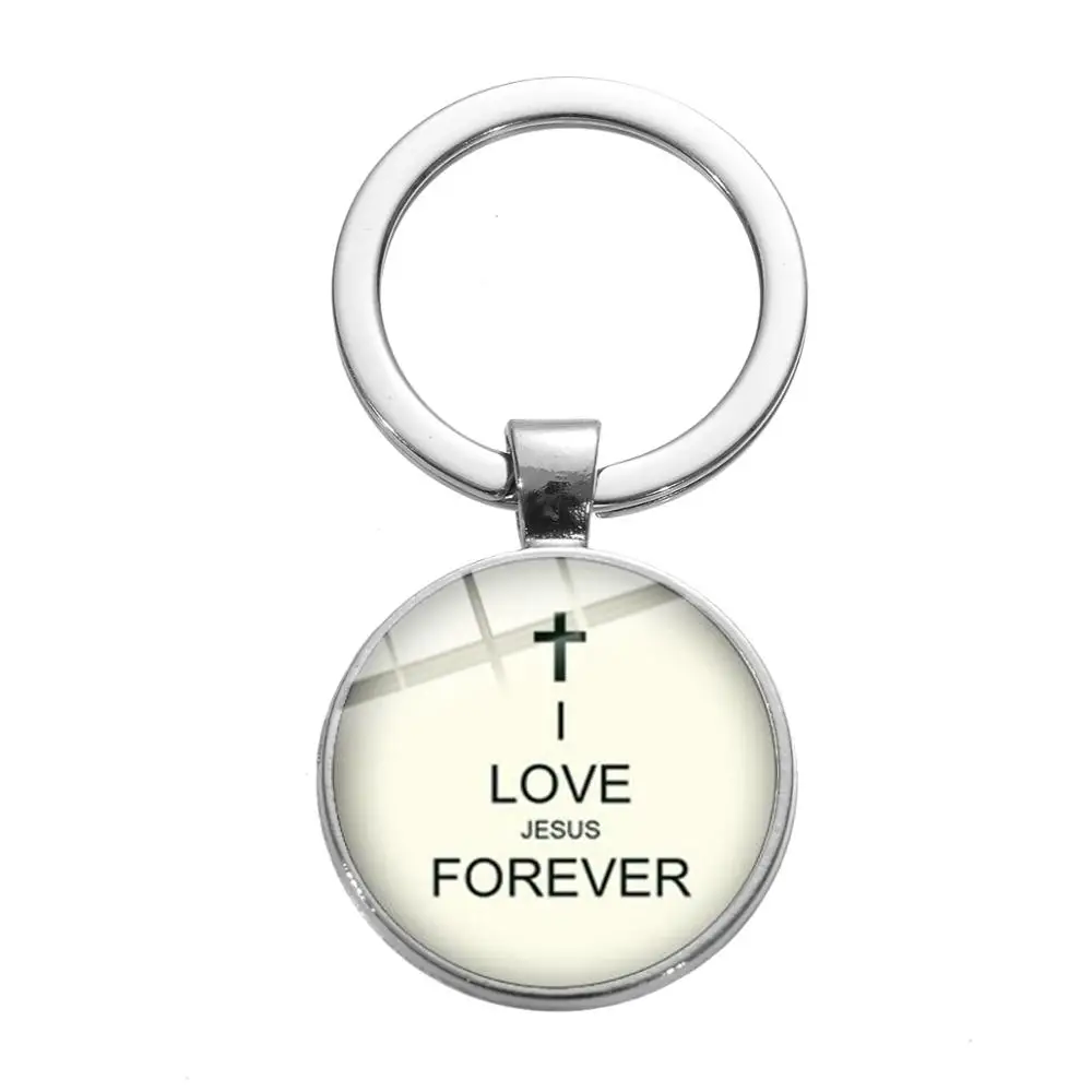 SONGDA рыба с крестом знак Иисуса Брелок-Шарм религиозный Ichthus I Love Jesus Cross Peace glass Photo Dome сувенир-брелок для ключей - Цвет: Style 7