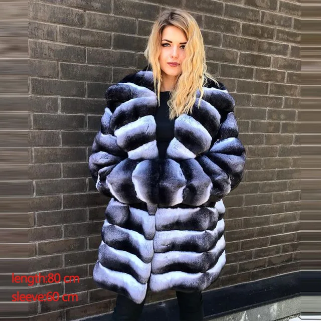 photo color YZ Future Chinchilla, Женское зимнее пальто из кролика Рекс, пальто из натурального меха, куртка с меховым воротником, классический стиль, мода - Цвет: photo color