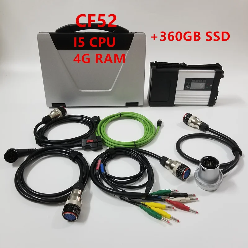 Mb Star C5 SD Подключение + ноутбук CF52 i5 4g с 360GB SSD программным обеспечением v2020.3 DTS v