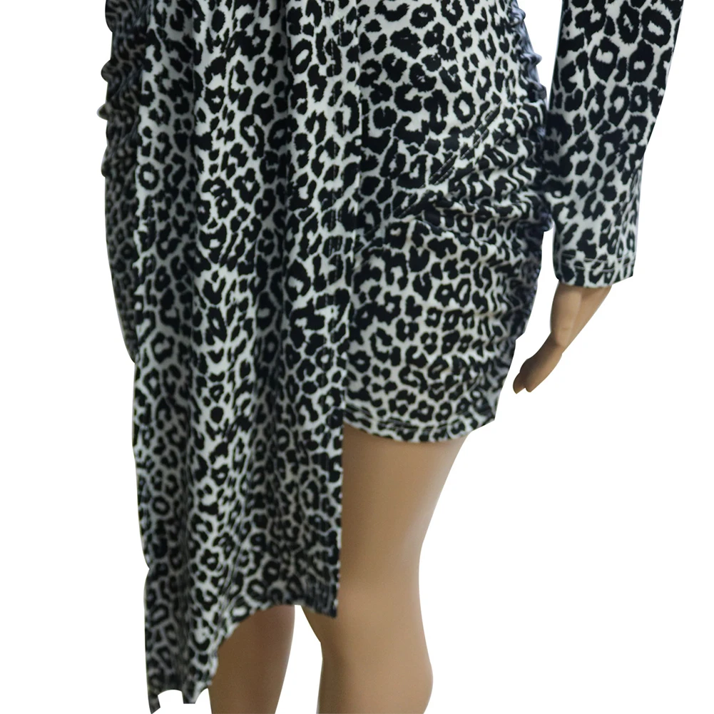 SUNGIFT женское модное леопардовое платье с v-образным вырезом на молнии завязками