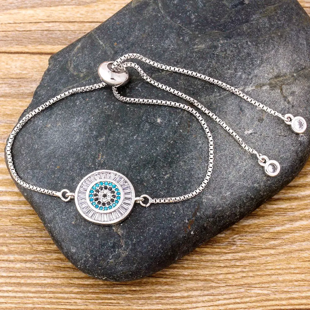 Турецкий Дурной глаз браслет для женщин Одежда высшего качества из кубического