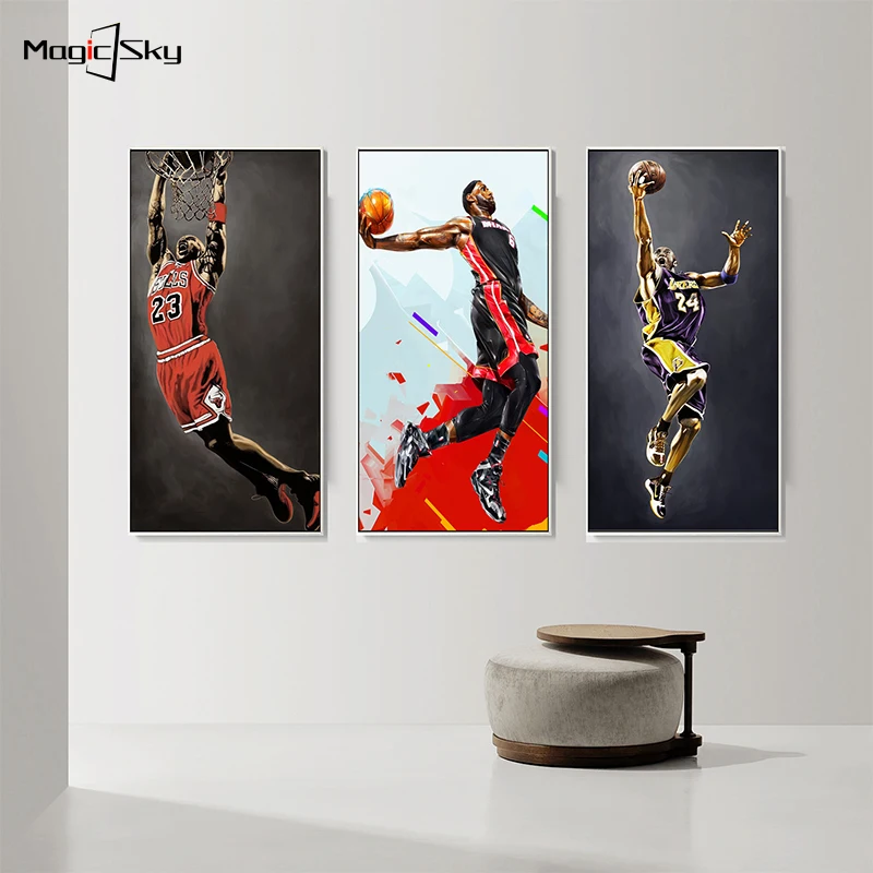 

Kobe Bryant LeBron James Michael Jordan Basketball Stars Canvas Painting Wall Art Pictures Prints and Posters Living Room Decor