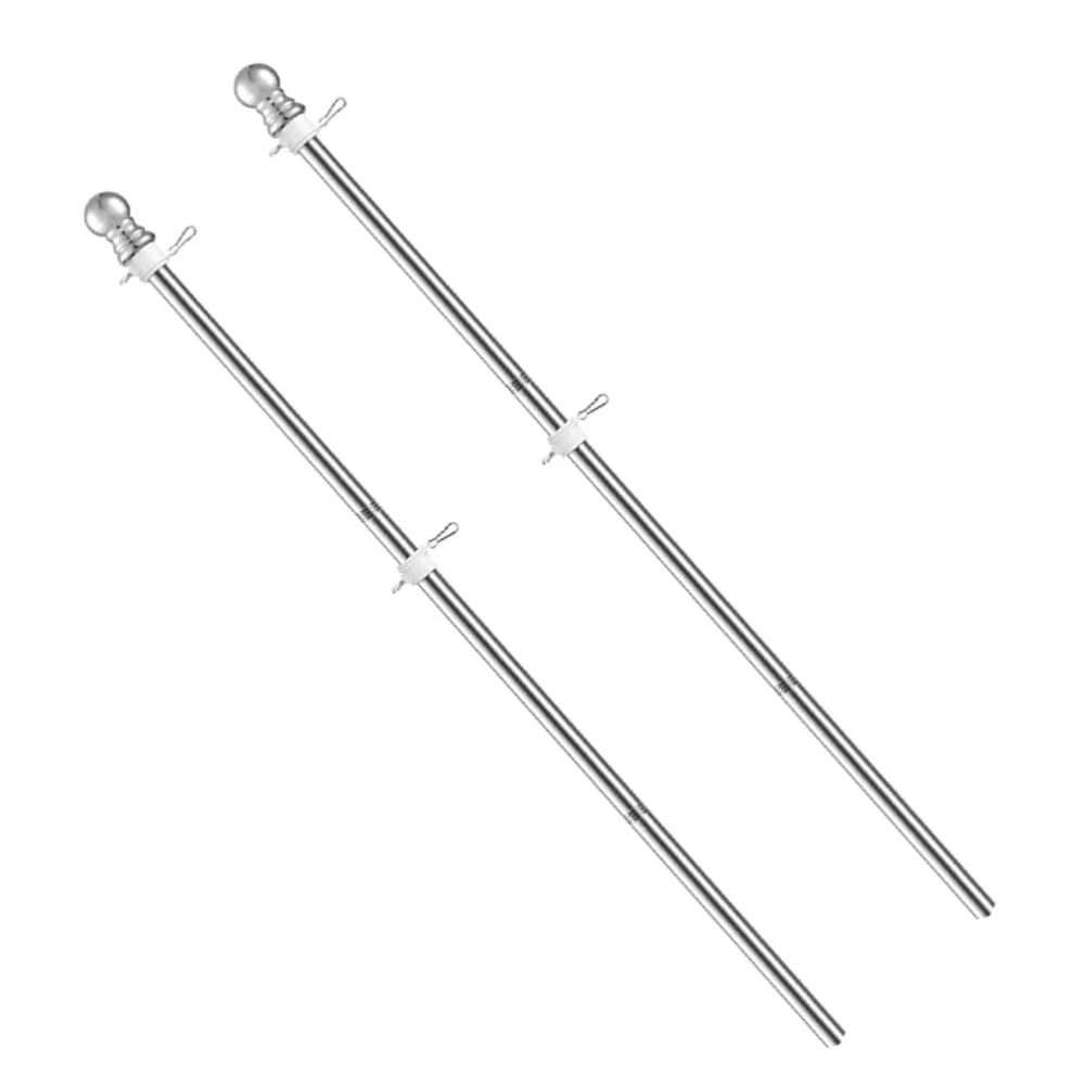 

2Pcs 1.5M Stainless Steel Flag Pole Heavy Garden Flag Rod Useful Flag Holder