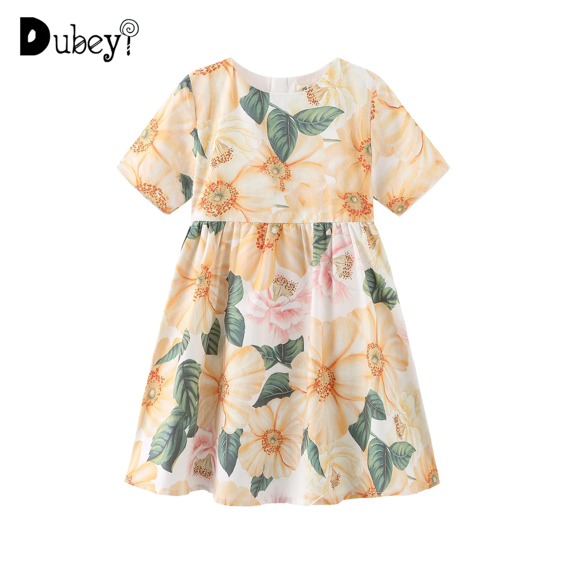 

Designer Brand Girl Dress Brand Flwer Print Dress Girl Summer Dress Baby Girl Clothing 2-8Y Girls Dresses Kids Fashion Dress