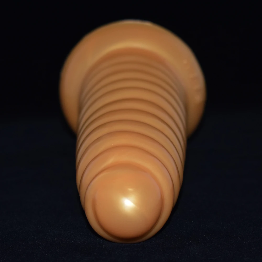 Золотистый толстый ребристый анальный фаллоимитатор FRRK для женщин силиконовый член винт эротические секс