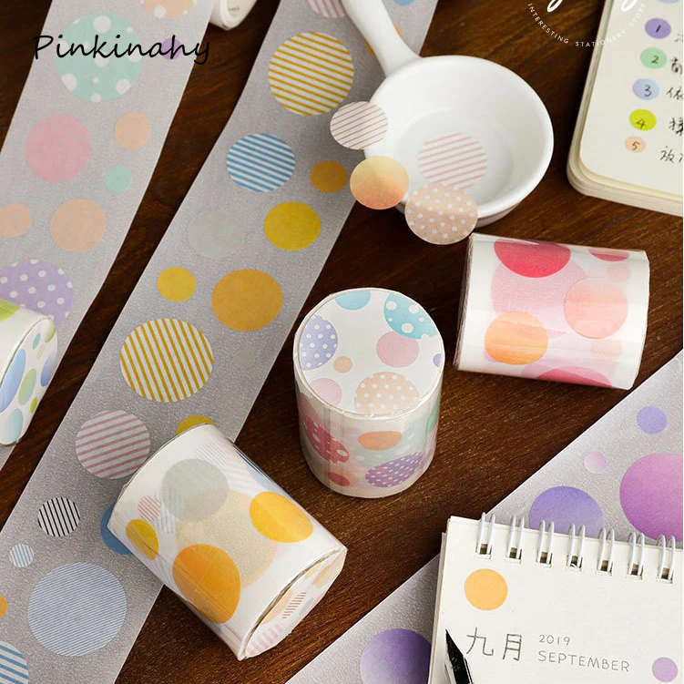 Милые цветные точки junkdiary washi лента Сделай Сам Украшение скрапбукинг планировщик