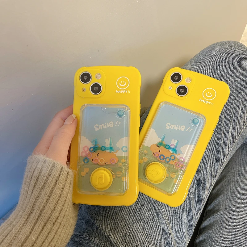 

3D Game Bear Case for iPhone X Xs 11 12 mini Pro Max XR 6 6S 7 8 Plus SE 5 5S Cases Liquid Silicone Cover Reduce Stress Toy