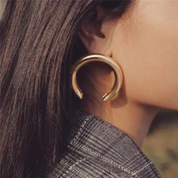 punk exaggerated thick tube round earrings c shaped earrings 2021 european and american half moon earrings womens jewelry gift