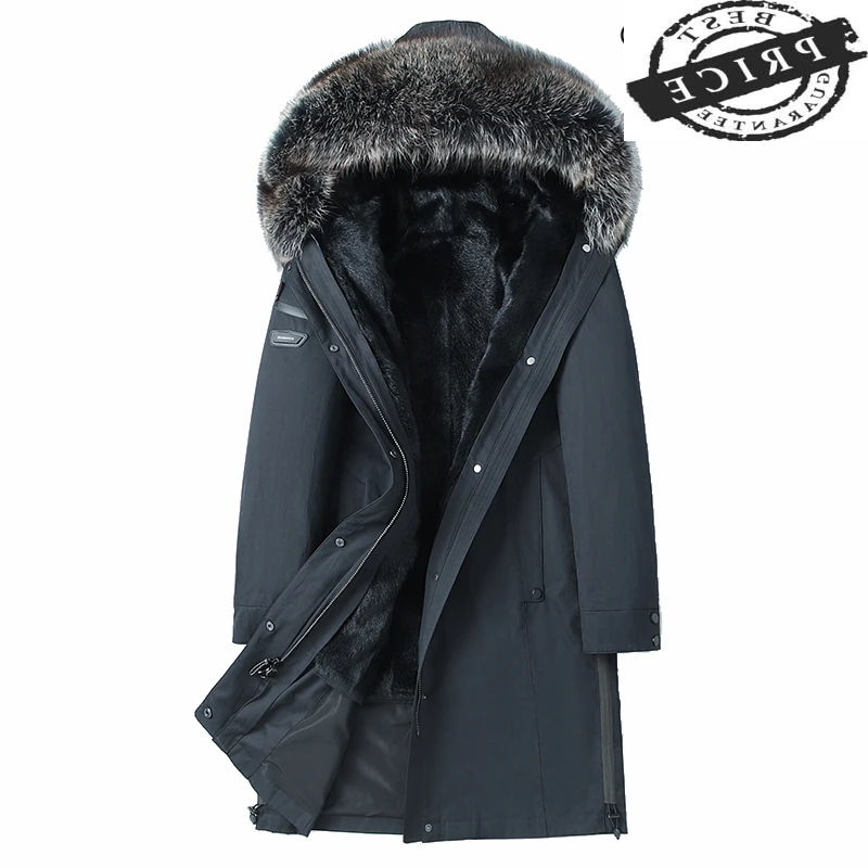 

Real Mink Fur Shearing Liner Jacket Men Winter Natural Raccoon Fur Hooded Fur Coat Clothes 2021 Streetwear Jackets 12a201